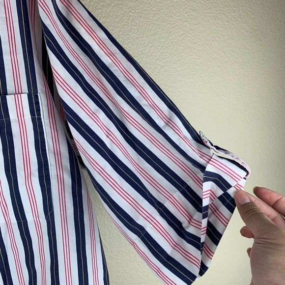 Size 18w Separate Issue Woman blue white red Track stripe shirt, 3/4 Sleeve - Picture 2 of 4